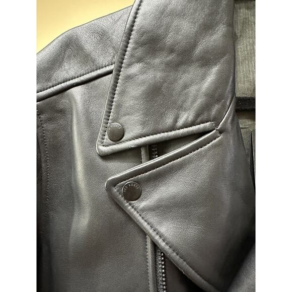 Ted Baker London Mens Ovine Leather CARVE Biker Jacket Black Sz 5 XL $1095 - Picture 9 of 15
